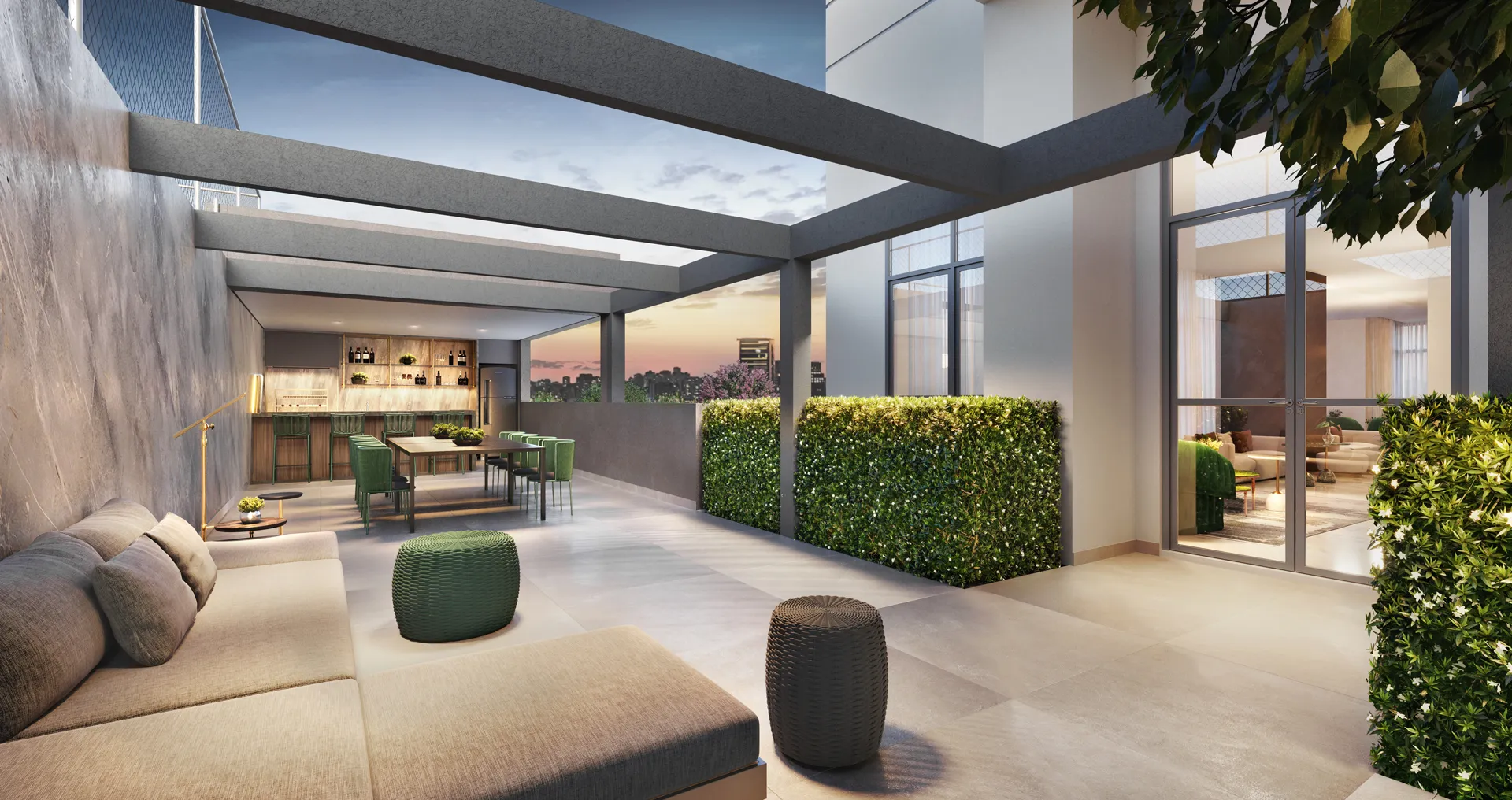 Espaço de churrasqueira do Green View Residence