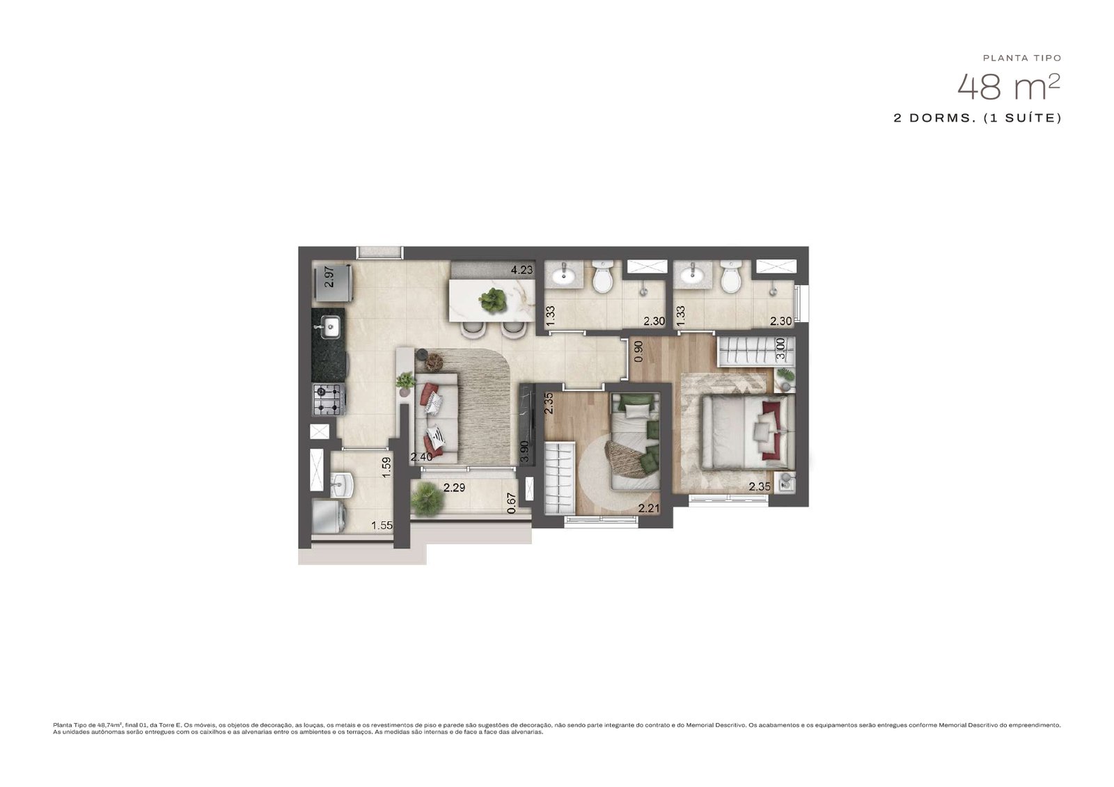 Planta baixa de 48 m², Jardim da Hípica