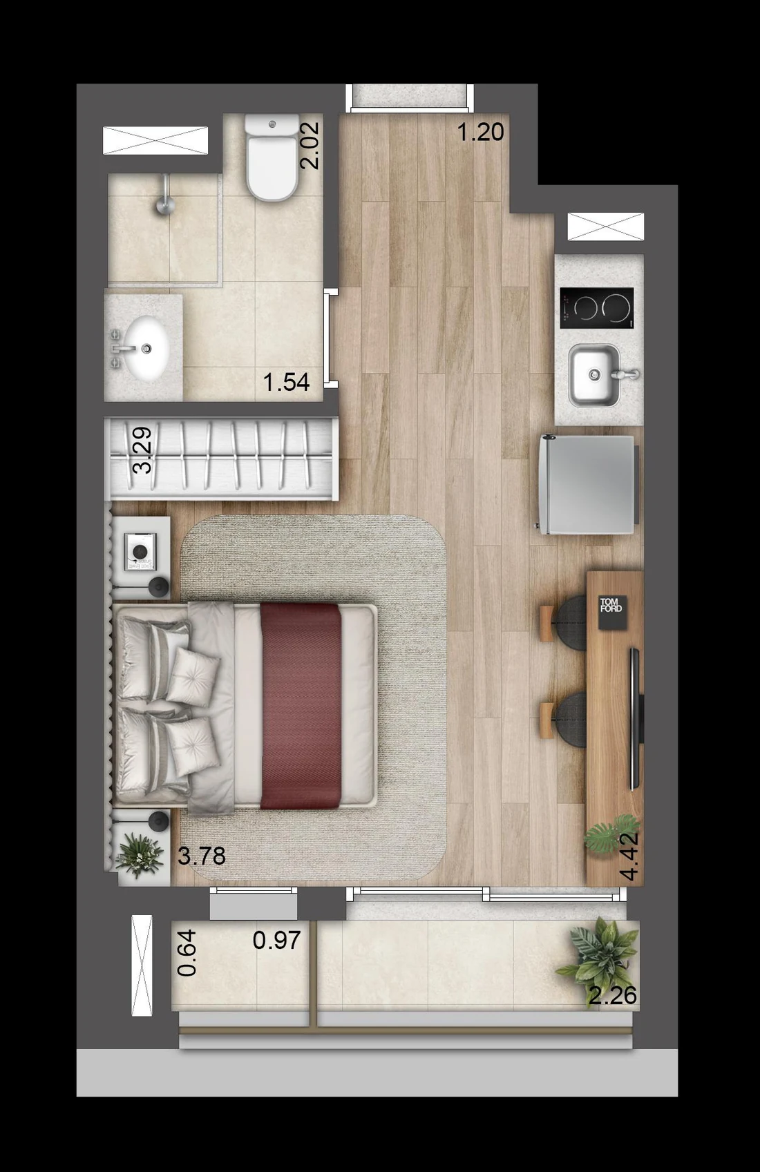 Planta baixa de 25 m², Final 07A, T.O.M. Paraíso