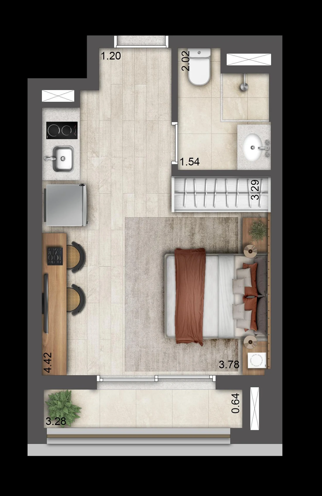 Planta baixa de 25 m², Final 07B, T.O.M. Paraíso