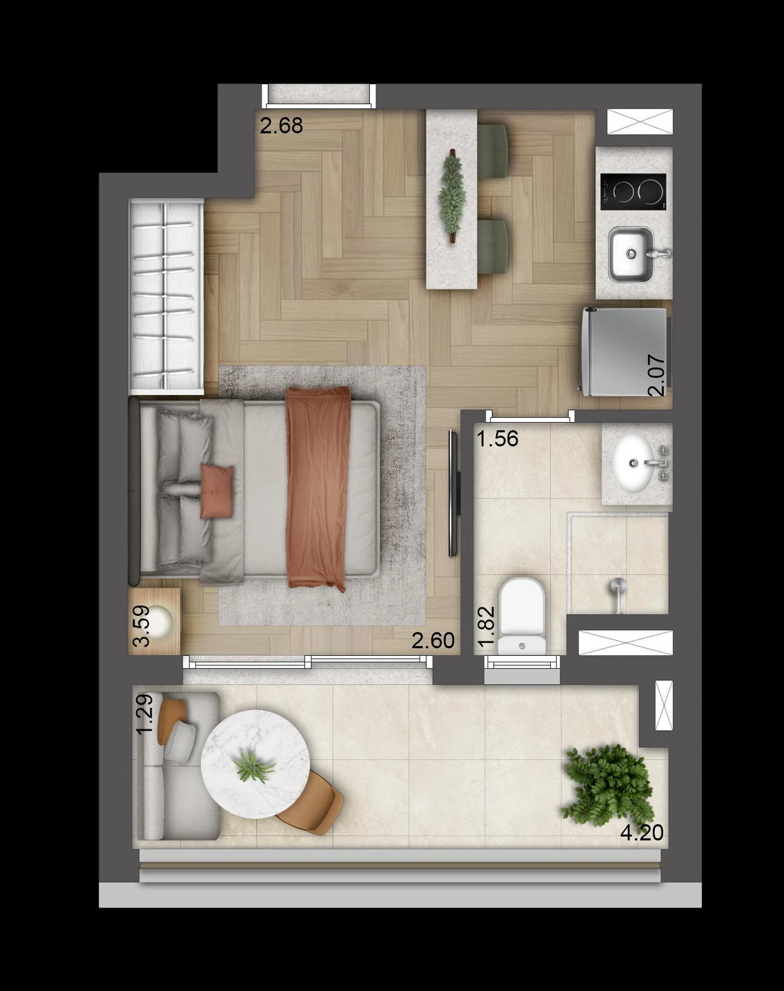 Planta baixa de 27 m², Final 13B, T.O.M. Paraíso