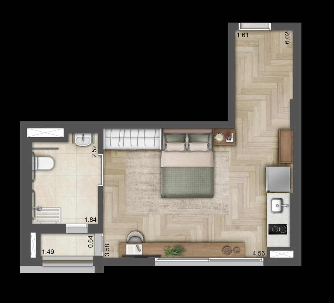 Planta baixa de 35 m², Final 12A, T.O.M. Paraíso