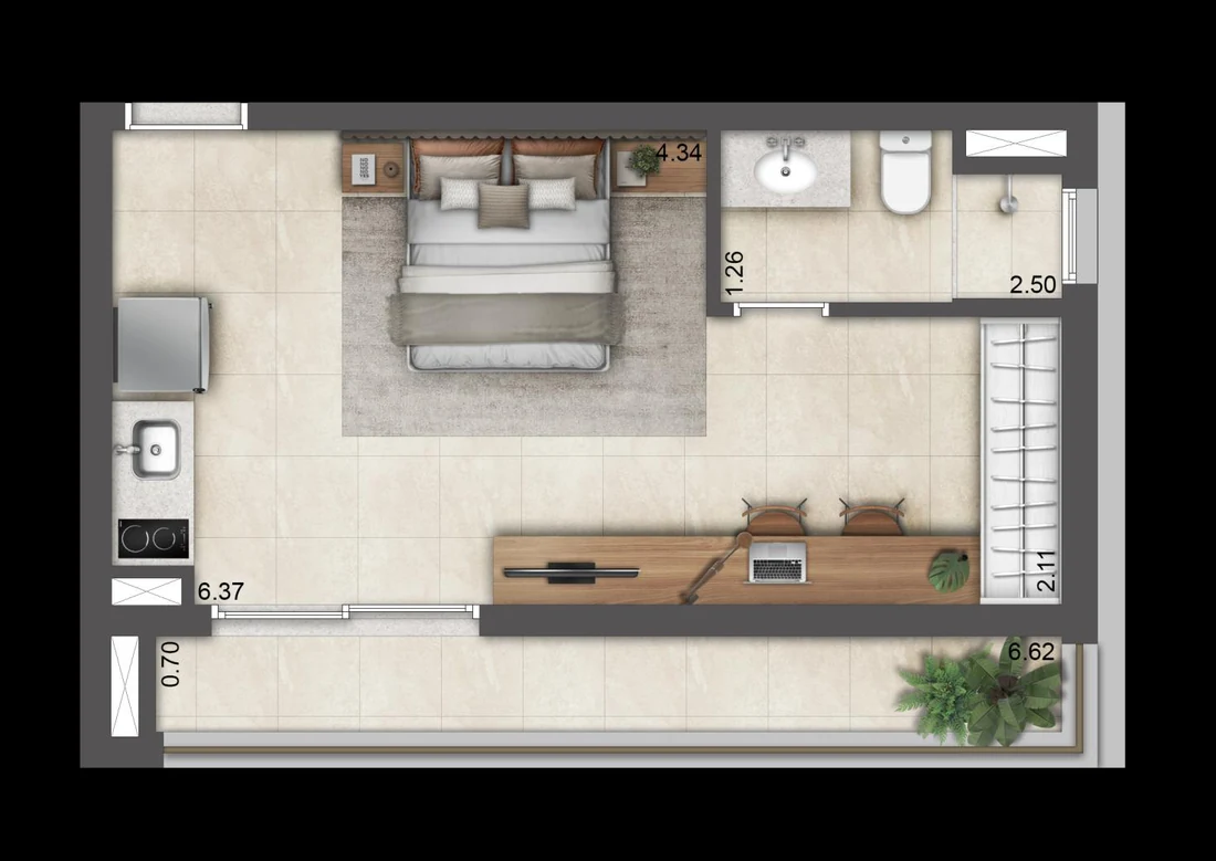 Planta baixa de 35 m², Final 14A, T.O.M. Paraíso