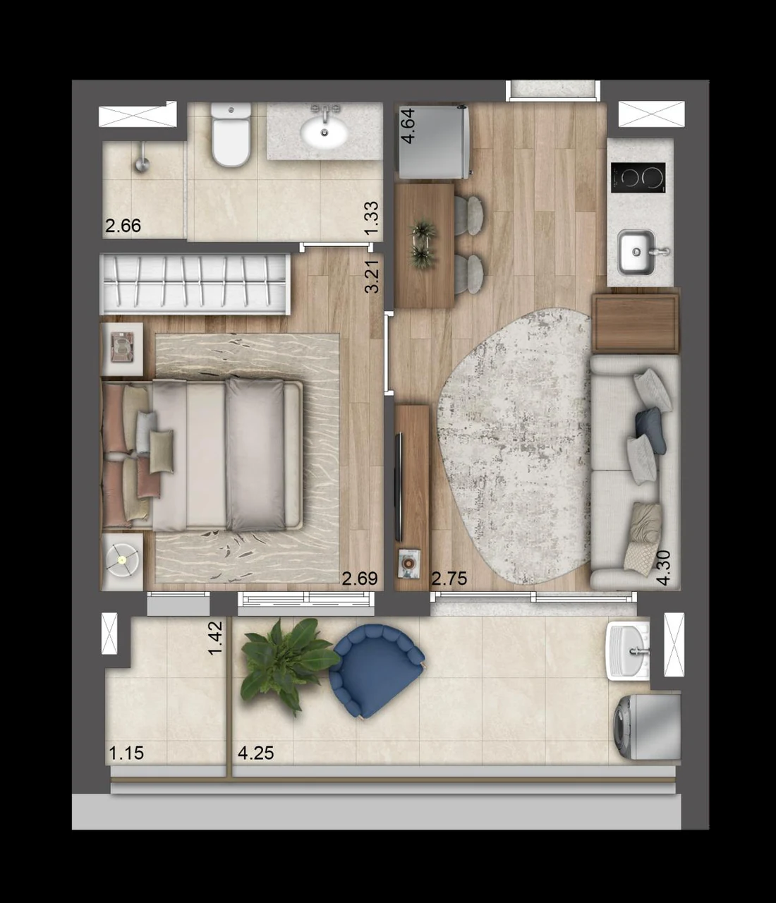 Planta baixa de 38 m², Final 15A, T.O.M. Paraíso