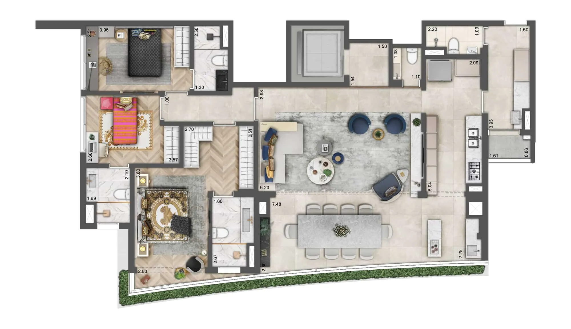 Planta baixa de 149 m², Torre Residence, Villa Versace