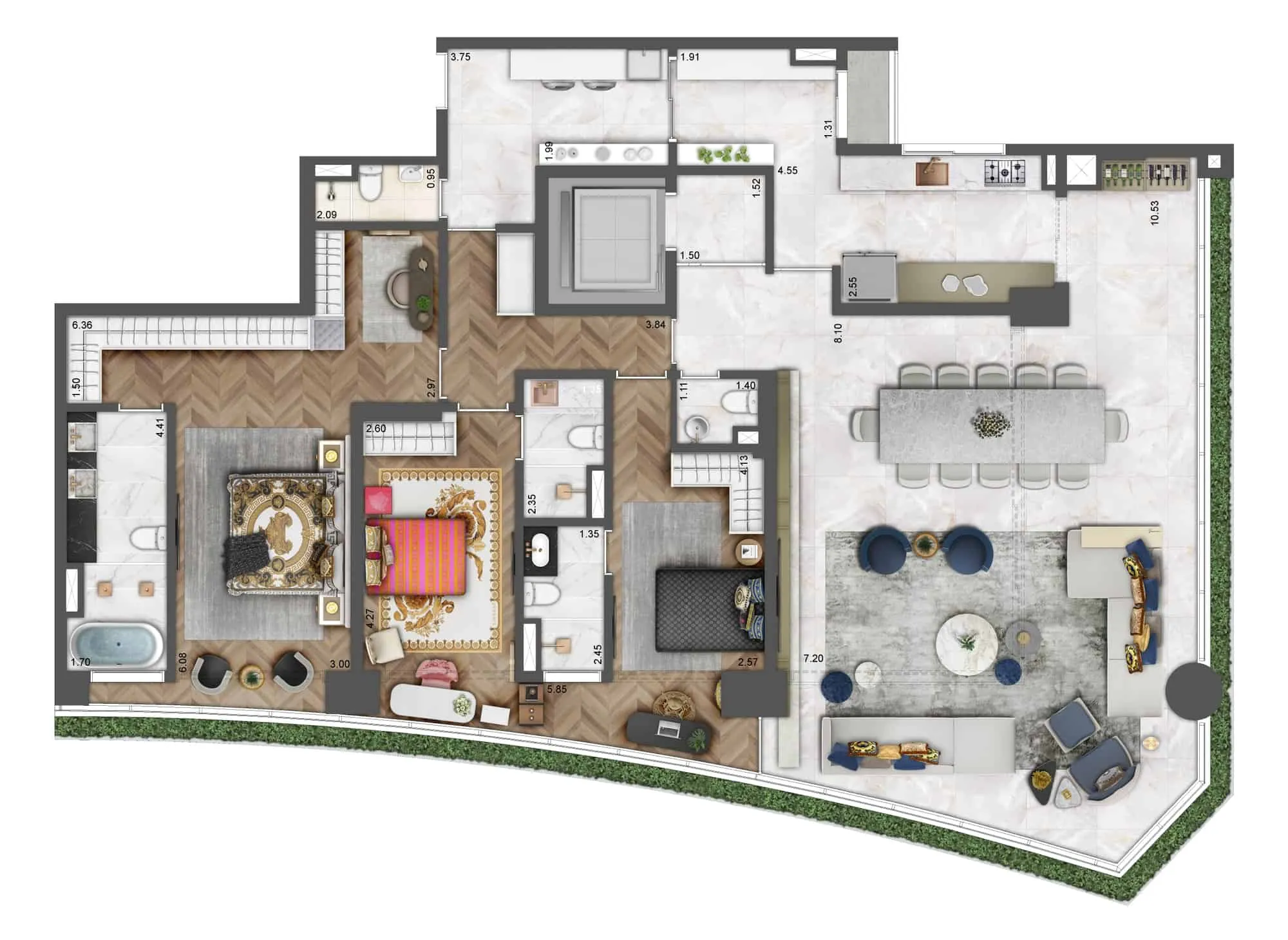 Planta baixa de 221 m², Torre Residence, Villa Versace